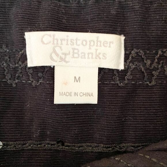 Christopher & Banks Embroidered + Sequined Pinwale Black Corduroy Blouse Jacket - Picture 5 of 7